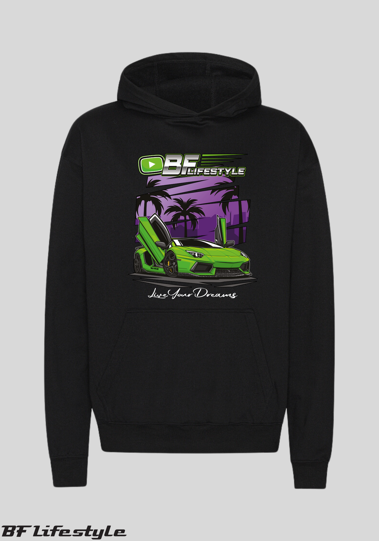 Hoodie - Sort Aventador City