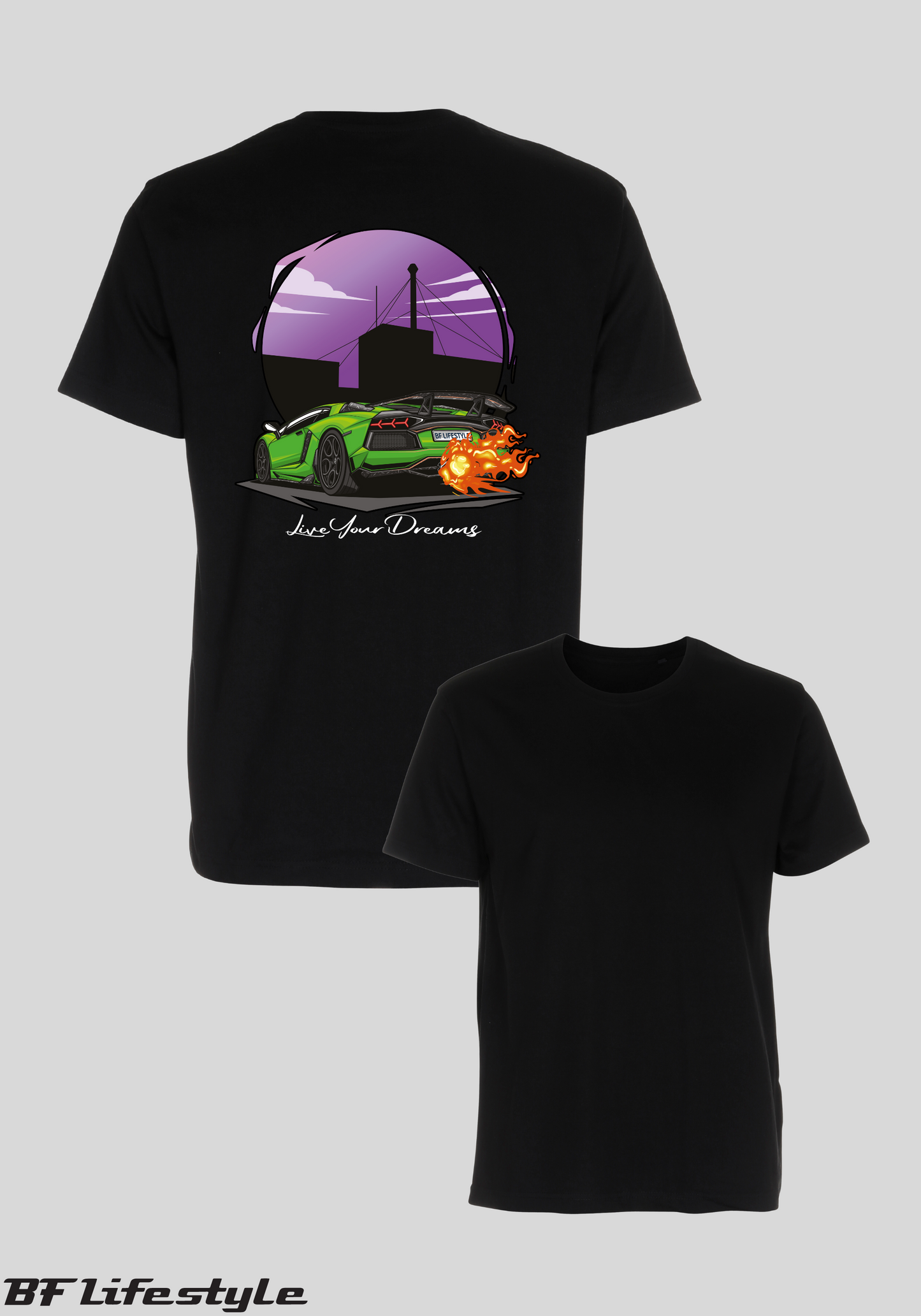 T-shirt, Sort Flamme Aventador