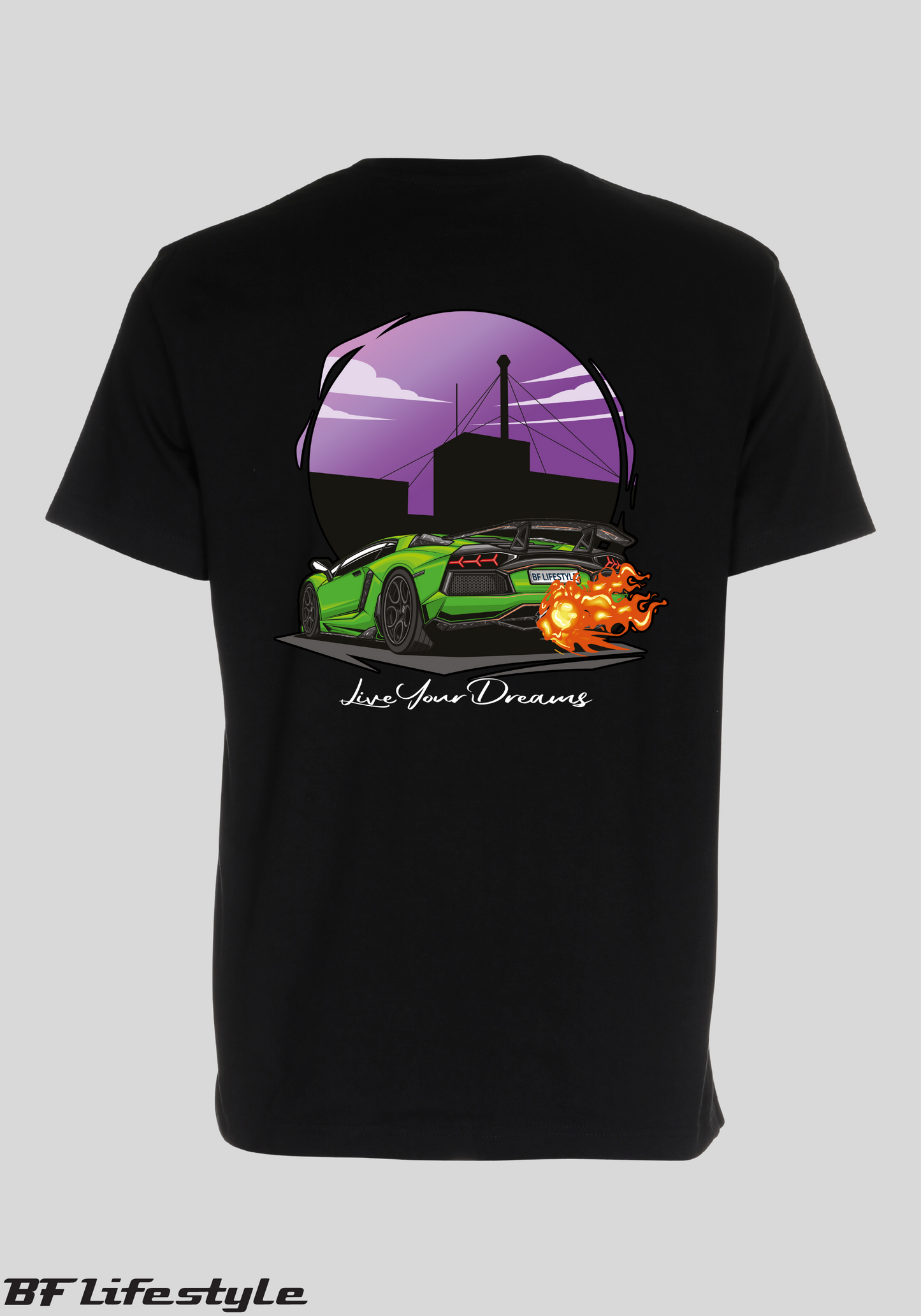 T-shirt, Sort Flamme Aventador