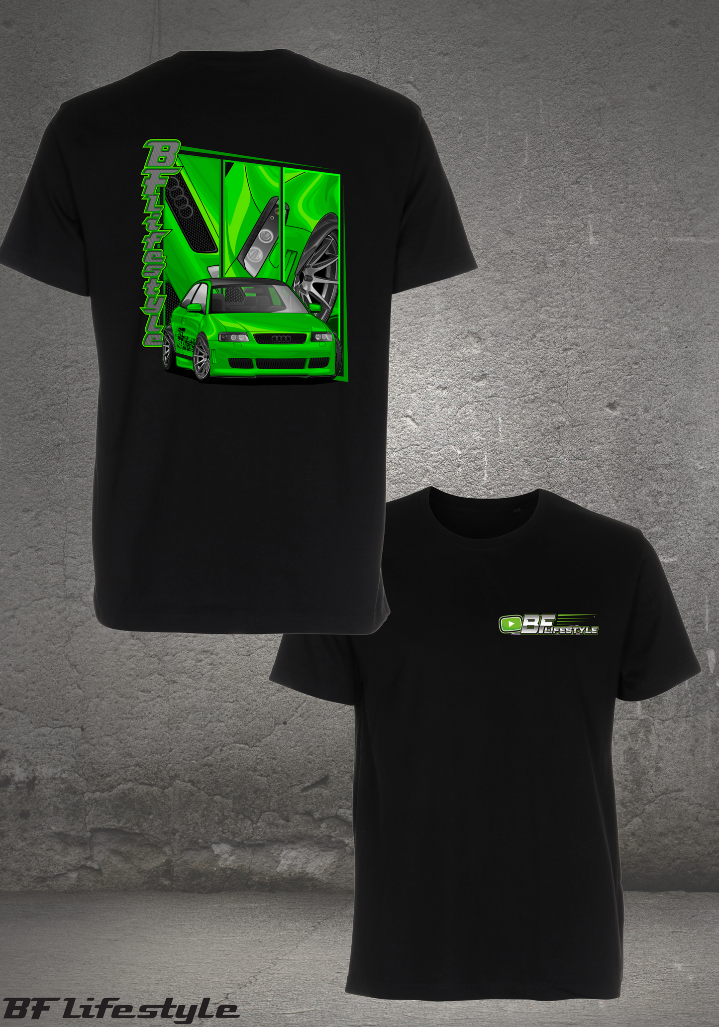 T-Shirt Sort - Audi A3 (Ryg logo)